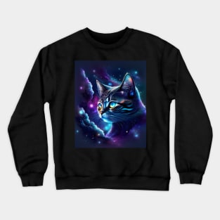 Space Cat - Modern Digital Art Crewneck Sweatshirt